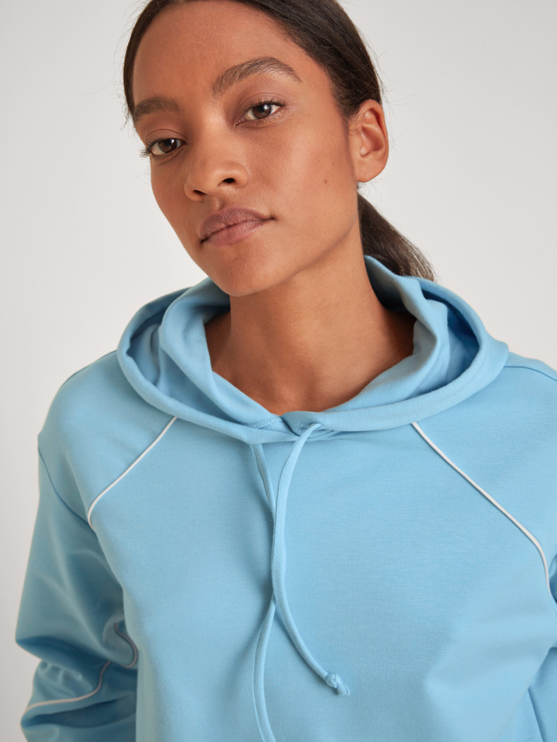 Calida Lounge Paisley Sweatshirt With Hood Loungewear Damen Blau | 73560-AHJY