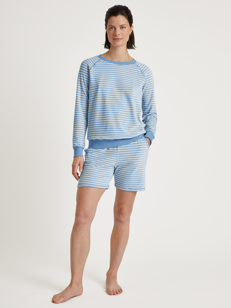 Calida Lounge Velours Pullover Loungewear Damen Endless Sky | 53789-CAZY