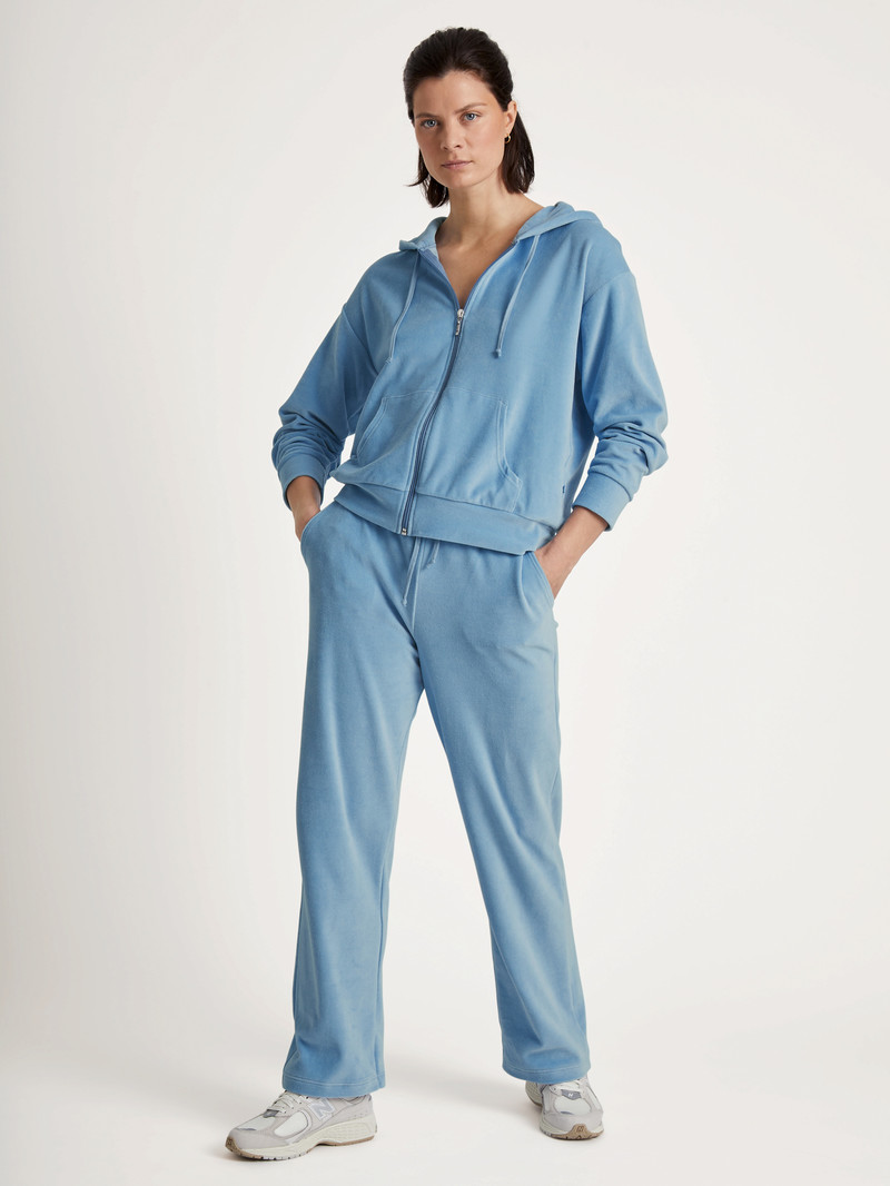 Calida Lounge Velours Velour Pants Loungewear Damen Endless Sky | 06348-LMZC