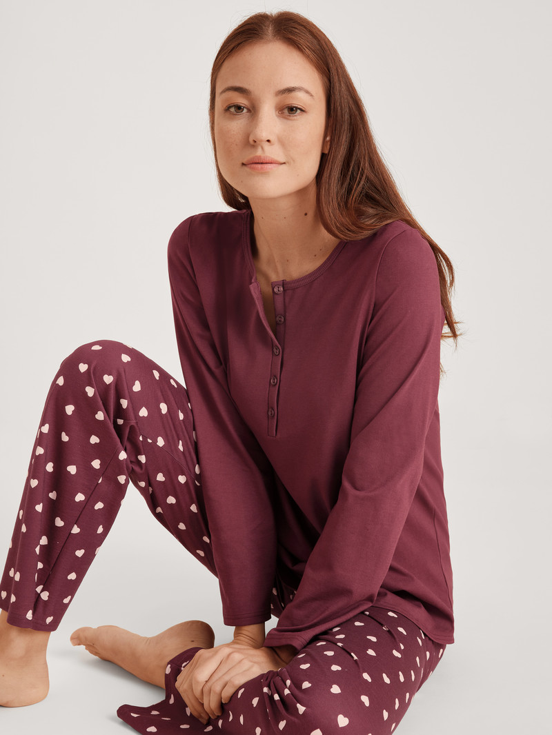 Calida Lovely Nights Pyjama Nachtwäsche Damen Rot | 92073-QNAT