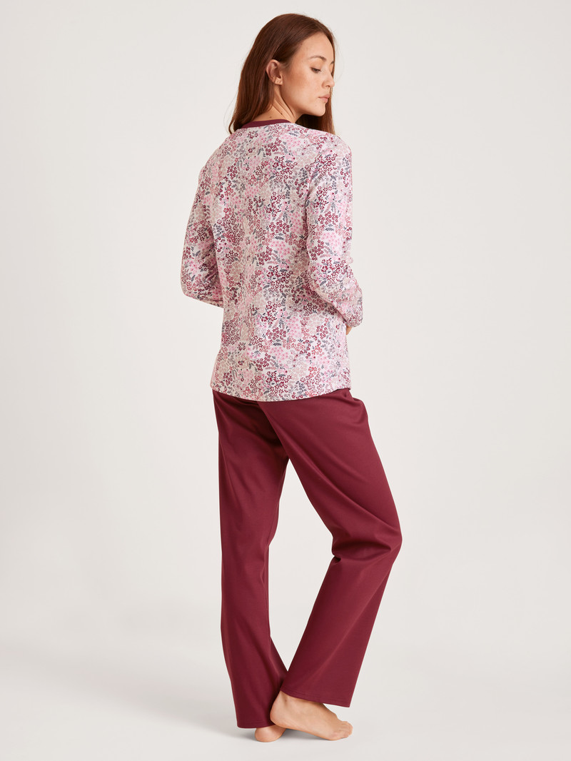 Calida Midnight Flowers Pyjama Nachtwäsche Damen Rot | 17492-REGF