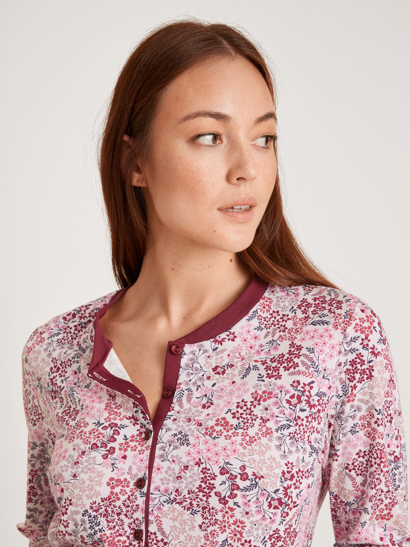 Calida Midnight Flowers Pyjama Nachtwäsche Damen Rot | 17492-REGF