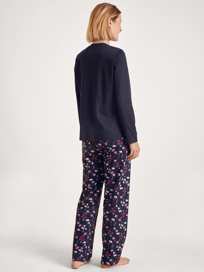 Calida Midnight Mushrooms Pyjama Nachtwäsche Damen Dunkelblau | 49301-WFRQ