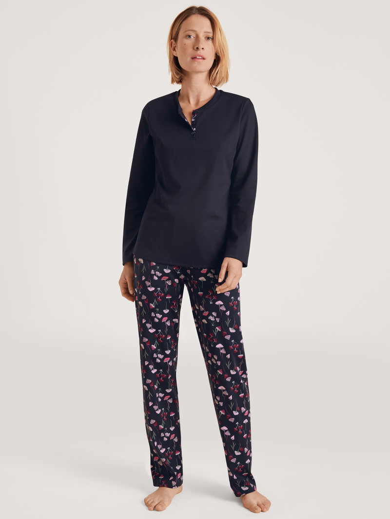 Calida Midnight Mushrooms Pyjama Nachtwäsche Damen Dunkelblau | 49301-WFRQ