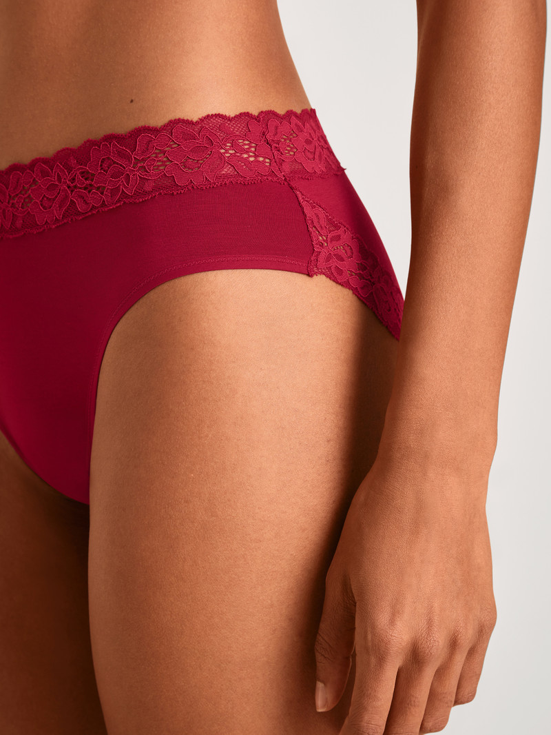 Calida Natural Comfort Lace Brief Unterwäsche Damen Rot | 28415-HIZJ