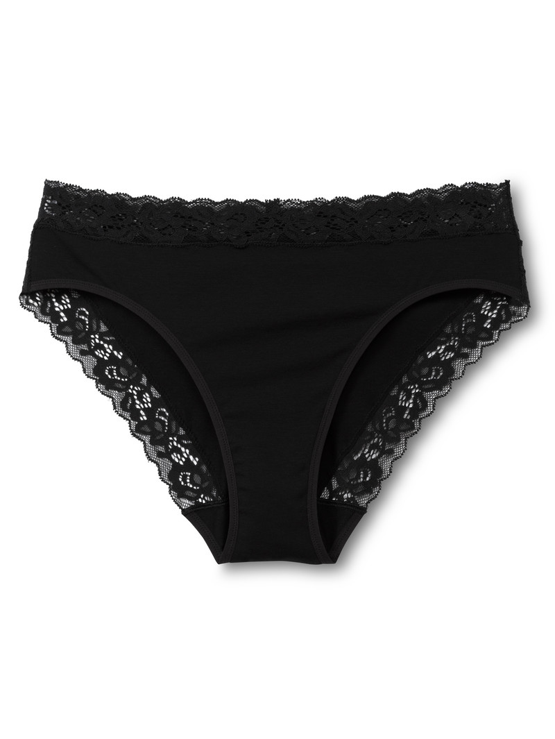 Calida Natural Comfort Lace Brief Unterwäsche Damen Schwarz | 15976-TRSN