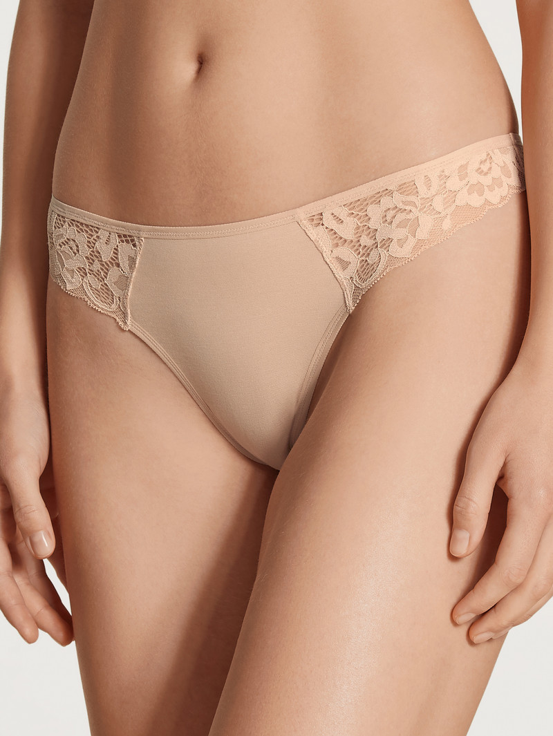 Calida Natural Comfort Lace String Unterwäsche Damen Rosa | 63758-DAEX