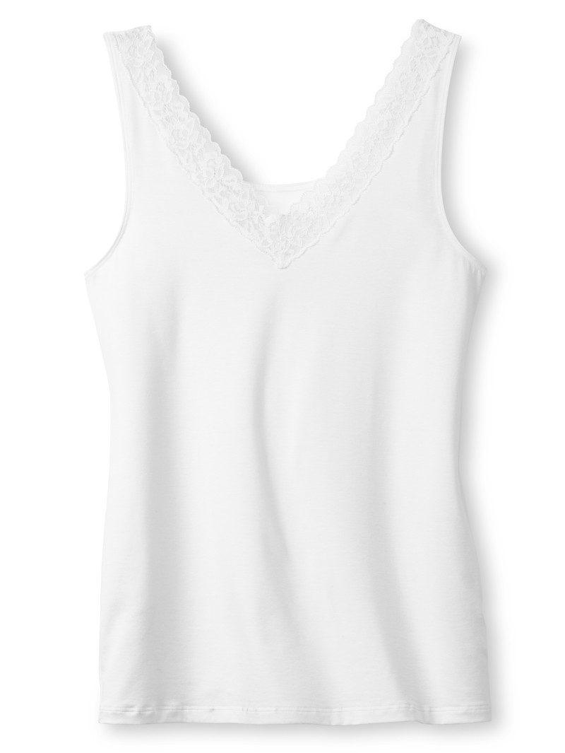 Calida Natural Comfort Lace Tank Top Unterwäsche Damen Weiss | 29504-ASIT