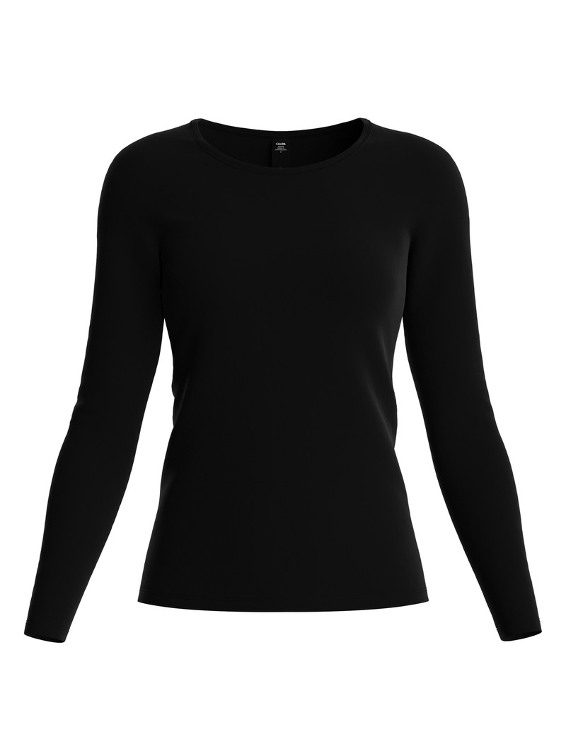 Calida Natural Comfort Shirt Long Sleeve Unterwäsche Damen Schwarz | 35298-MYKH