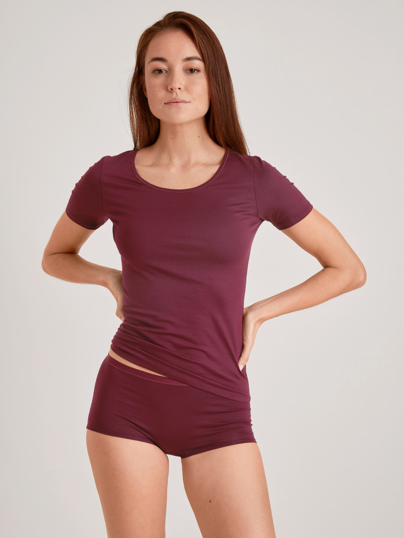 Calida Natural Comfort Shirt Shortsleeve Summer Oufits Damen Rot | 81509-MPOI