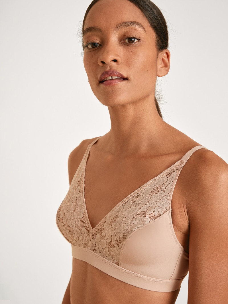 Calida Natural Skin Lace Soft Non-wired Bra, Cradle To Cradle Certified® Unterwäsche Damen Rosa | 71825-SCEY