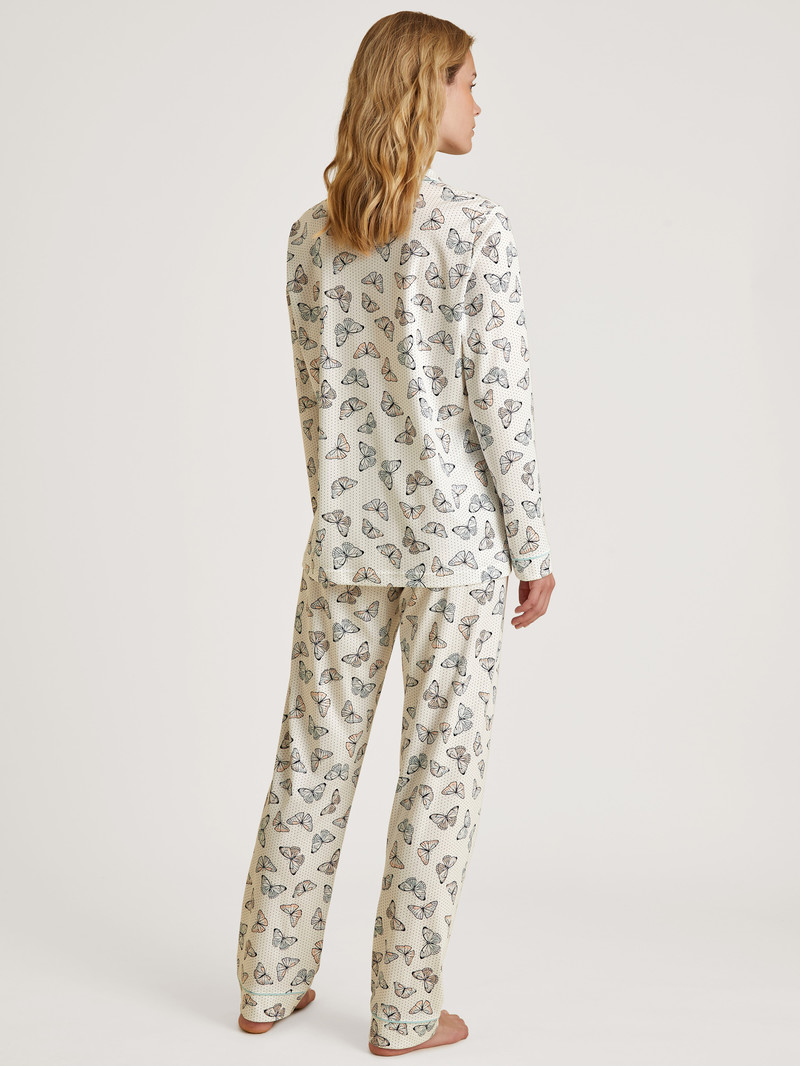 Calida Night Lovers Pyjama Buttoned Nachtwäsche Damen Blau | 36295-GVZQ