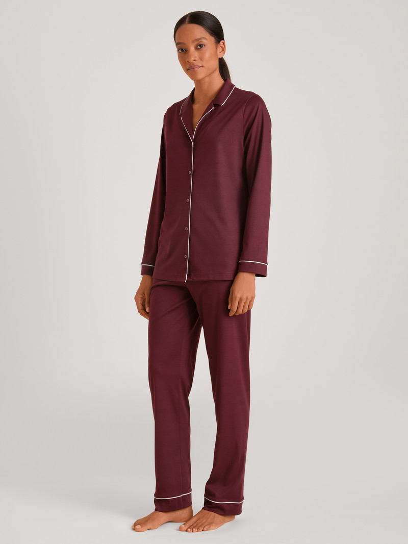 Calida Night Lovers Pyjama Buttoned Nachtwäsche Damen Rot | 30214-JRWE