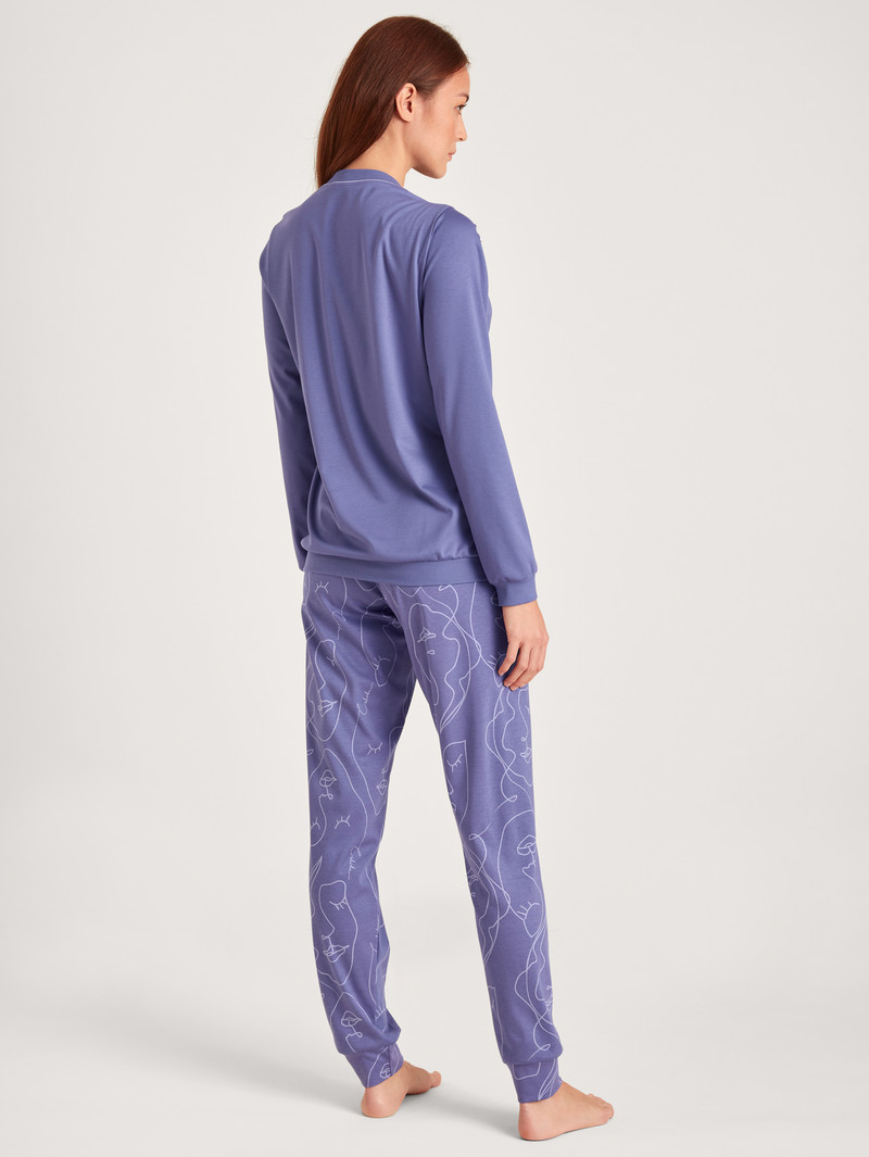 Calida Night Lovers Pyjama With Cuff Nachtwäsche Damen Lila | 71605-BYWM