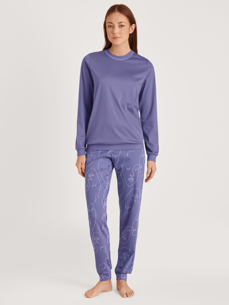 Calida Night Lovers Pyjama With Cuff Nachtwäsche Damen Lila | 71605-BYWM