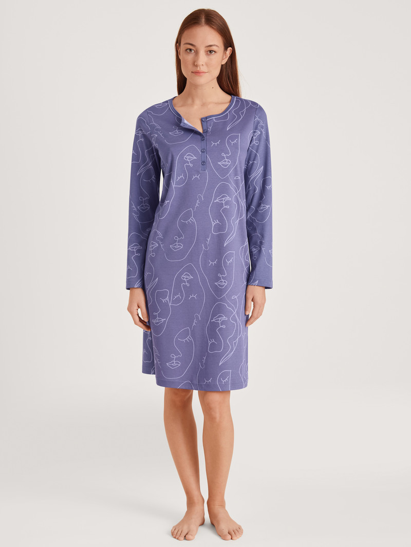 Calida Night Lovers Sleepshirt, Length 100cm Nachtwäsche Damen Lila | 52746-QEIR