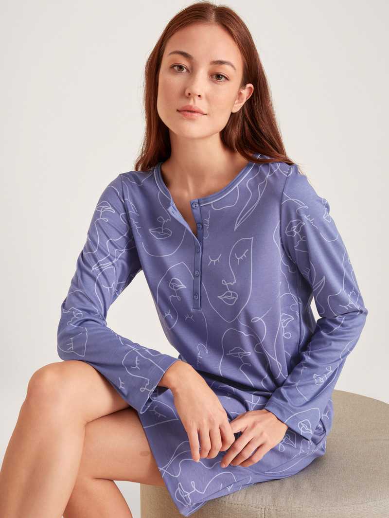 Calida Night Lovers Sleepshirt, Length 100cm Nachtwäsche Damen Lila | 52746-QEIR