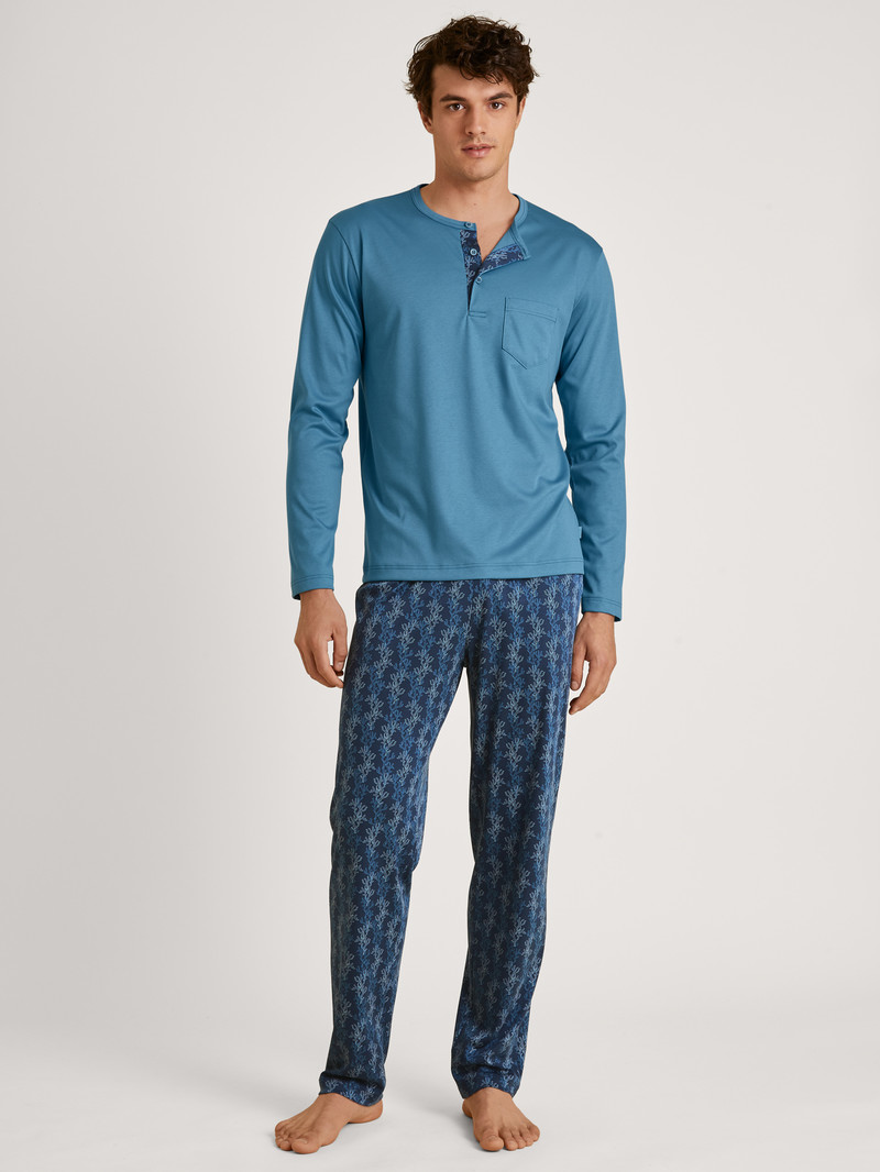 Calida Relax Choice 2 Pyjama Nachtwäsche Herren Blau | 15832-ZKDR