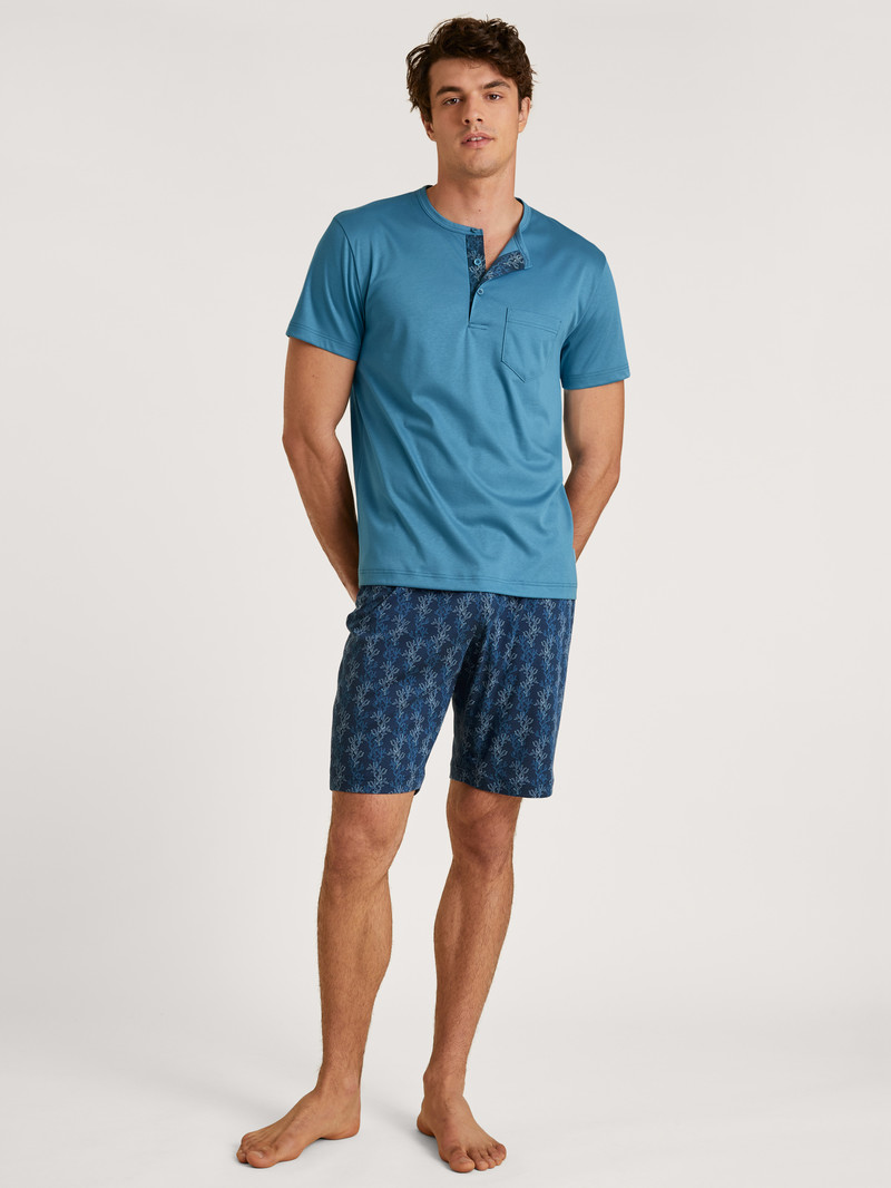 Calida Relax Choice 2 Short Pyjama Nachtwäsche Herren Blau | 09658-LOFR