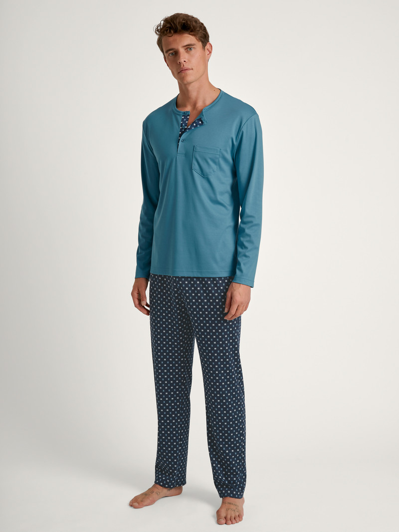 Calida Relax Choice 3 Pyjama Nachtwäsche Herren Blau | 42390-VAOL