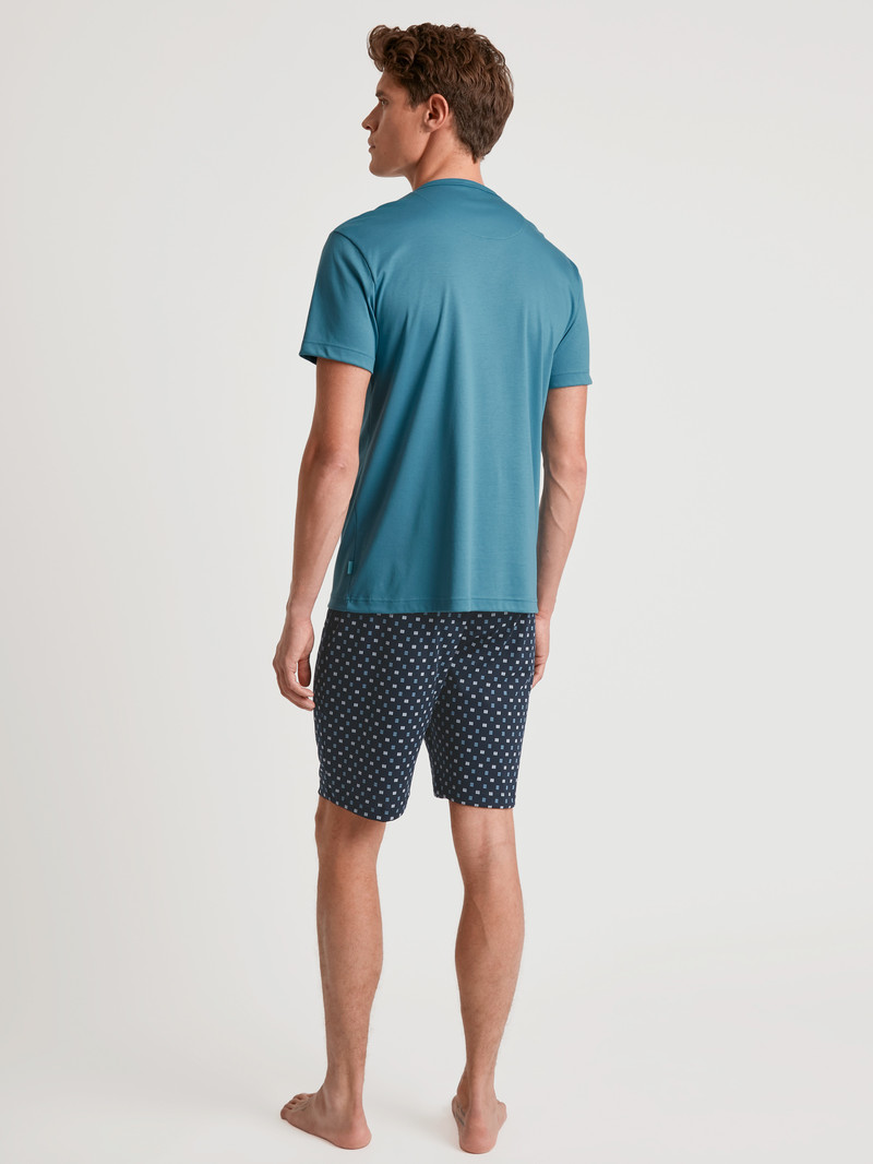 Calida Relax Choice 3 Short Pyjama Nachtwäsche Herren Blau | 95023-ZYDL