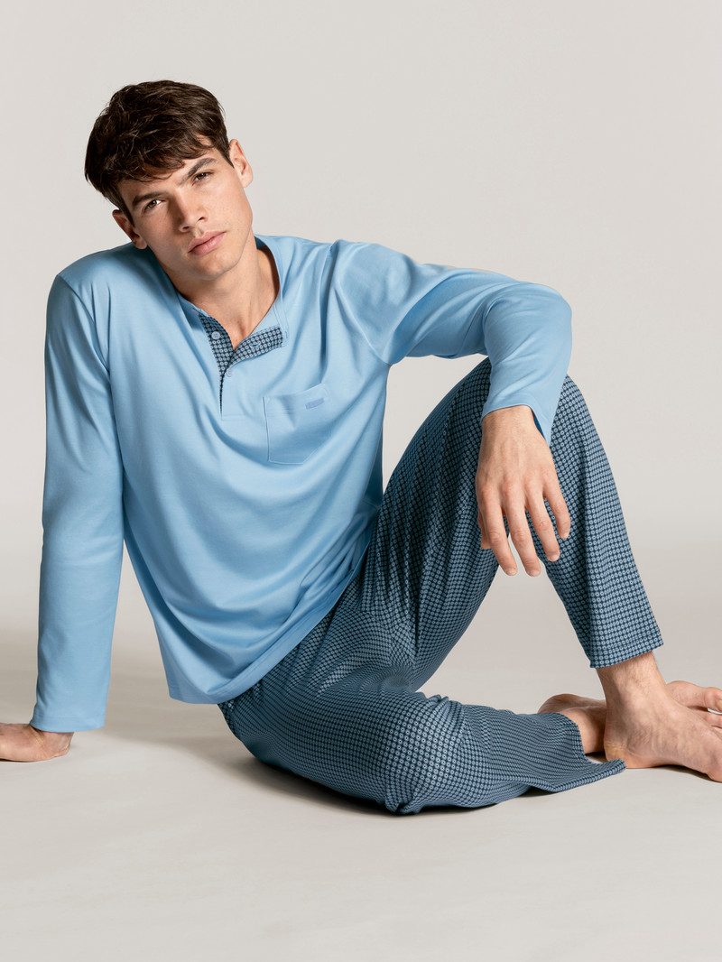 Calida Relax Choice Pyjama Nachtwäsche Herren Blau | 93462-AXTV