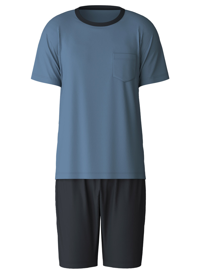 Calida Relax Essentials Short Pyjama Nachtwäsche Herren Blau | 95604-PTDG