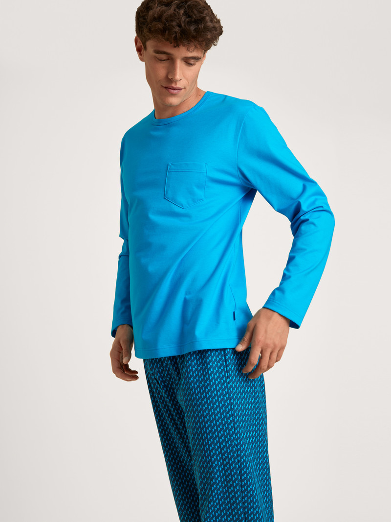 Calida Relax Imprint 1 Pyjama Nachtwäsche Herren Blau | 14672-RZJY