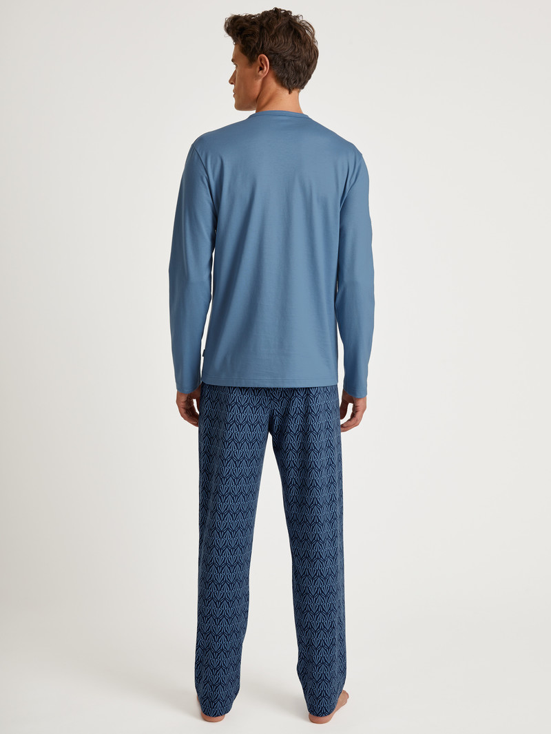 Calida Relax Imprint 2 Pyjama Nachtwäsche Herren Blau | 24715-EBQT