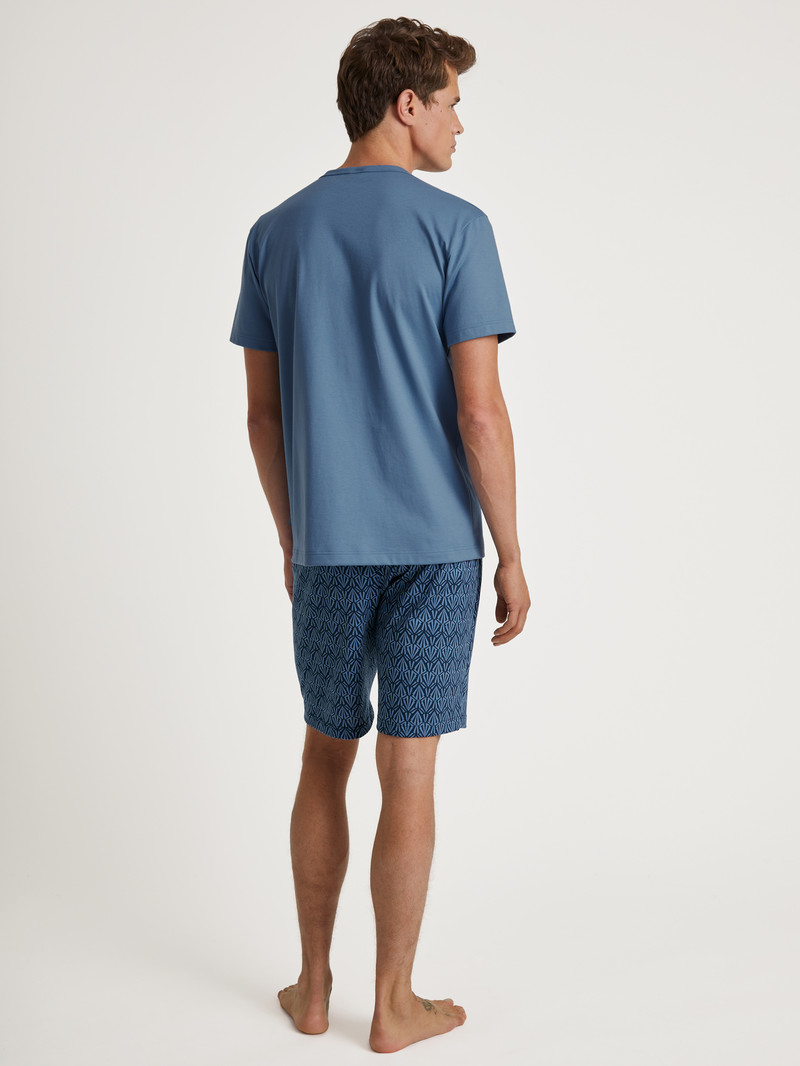 Calida Relax Imprint 2 Short Pyjama Nachtwäsche Herren Blau | 54137-AMCU