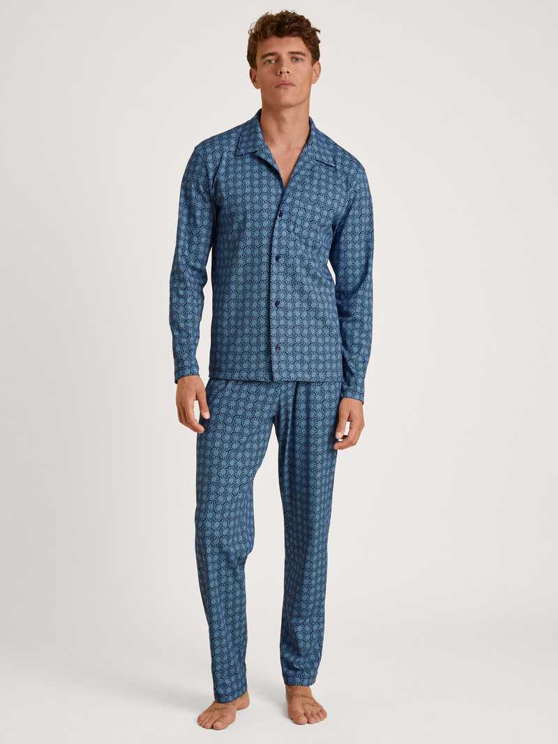 Calida Relax Streamline 2 Pyjama Buttoned Nachtwäsche Herren Blau | 09315-QGCD