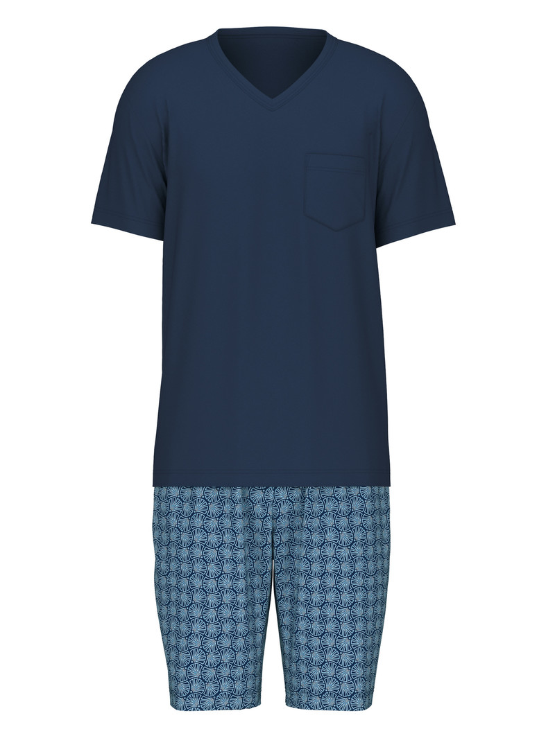 Calida Relax Streamline 2 Short Pyjama Nachtwäsche Herren Blau | 05269-TZMO