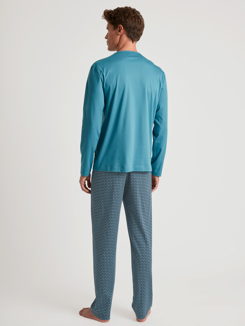 Calida Relax Streamline 3 Pyjama Nachtwäsche Herren Blau | 72038-XHTS