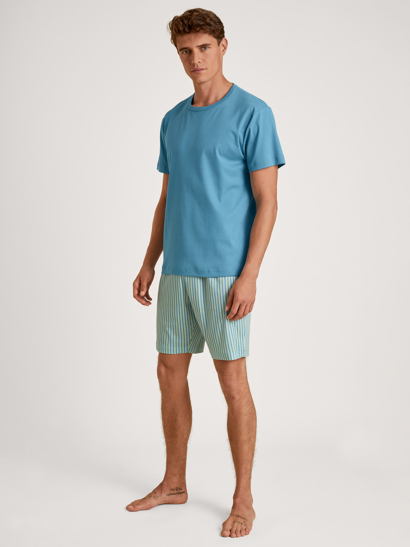 Calida Relax Streamline 3 Short Pyjama Nachtwäsche Herren Blau | 37190-WICT