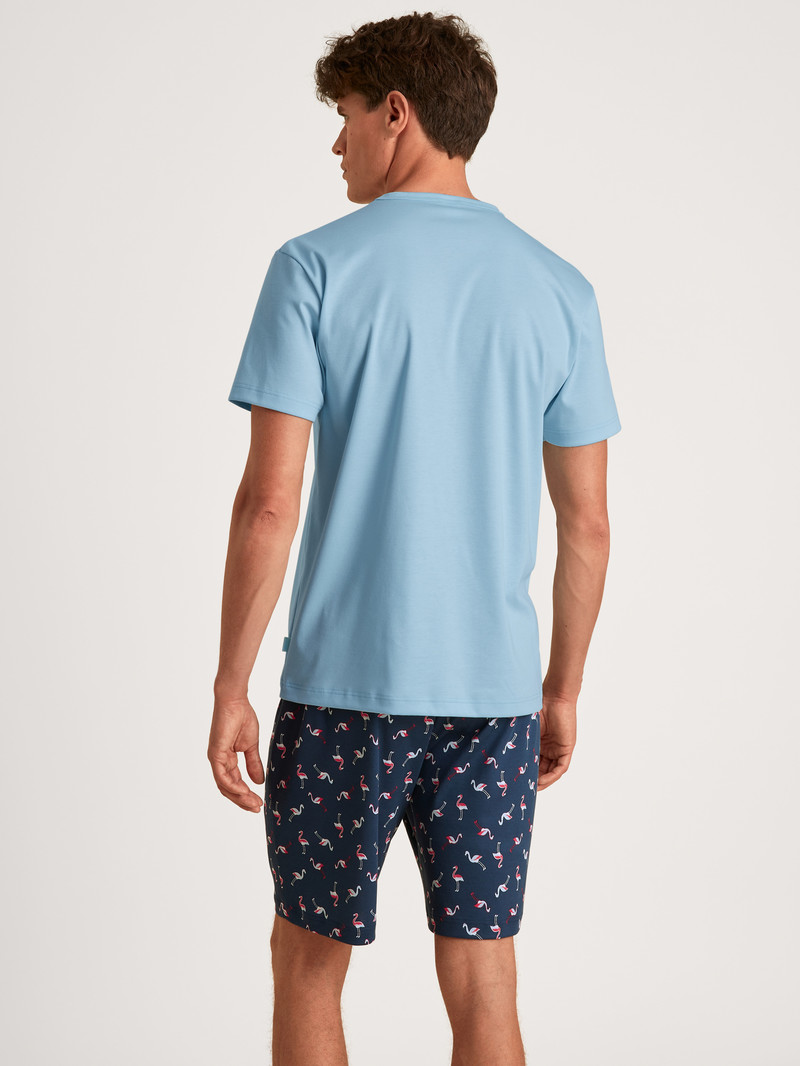 Calida Relax Streamline 6 Short Pyjama Nachtwäsche Herren Blau | 65180-BSZT