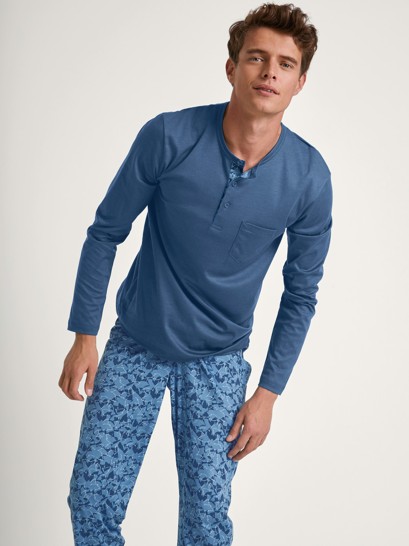 Calida Relax Superlight Pyjama Nachtwäsche Herren Blau | 79634-BSCA