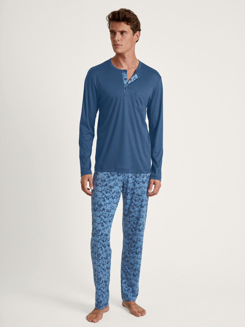 Calida Relax Superlight Pyjama Nachtwäsche Herren Blau | 79634-BSCA