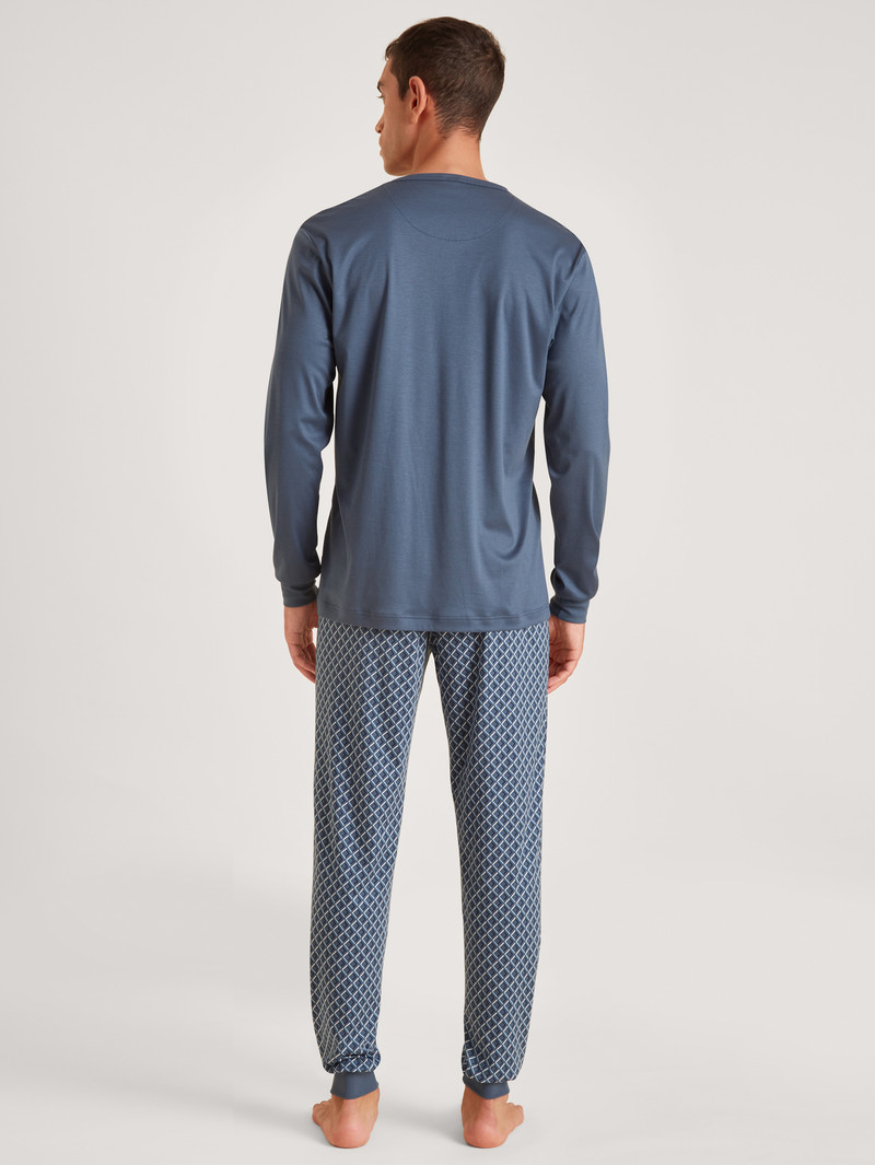 Calida Relax Superlight Pyjama With Cuff Nachtwäsche Herren Indigo | 68541-EHQP