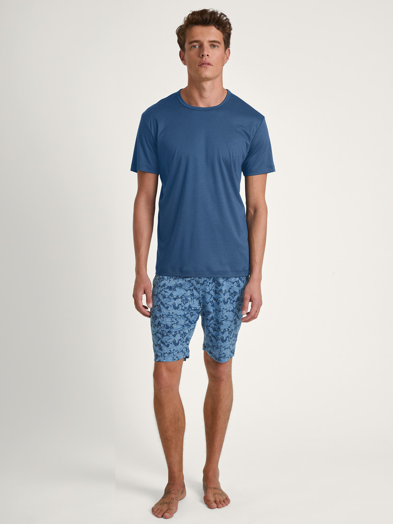 Calida Relax Superlight Short Pyjama Nachtwäsche Herren Blau | 62543-JRKY