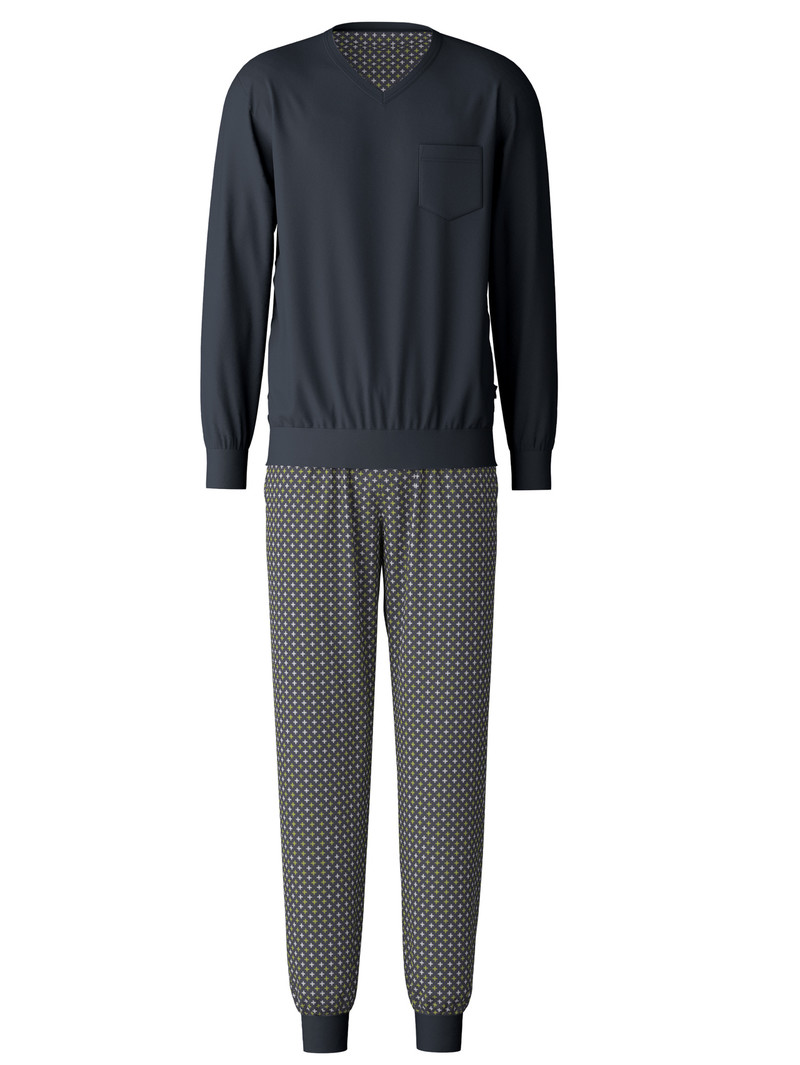 Calida Relax Swiss Edition Pyjama With Cuff Nachtwäsche Herren Anthrazit | 37920-DIKP