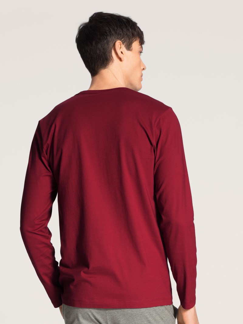 Calida Remix Basic Sleep Shirt Long Sleeve Loungewear Herren Rot | 47310-BFGJ