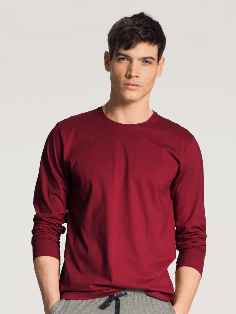 Calida Remix Basic Sleep Shirt Long Sleeve Loungewear Herren Rot | 47310-BFGJ