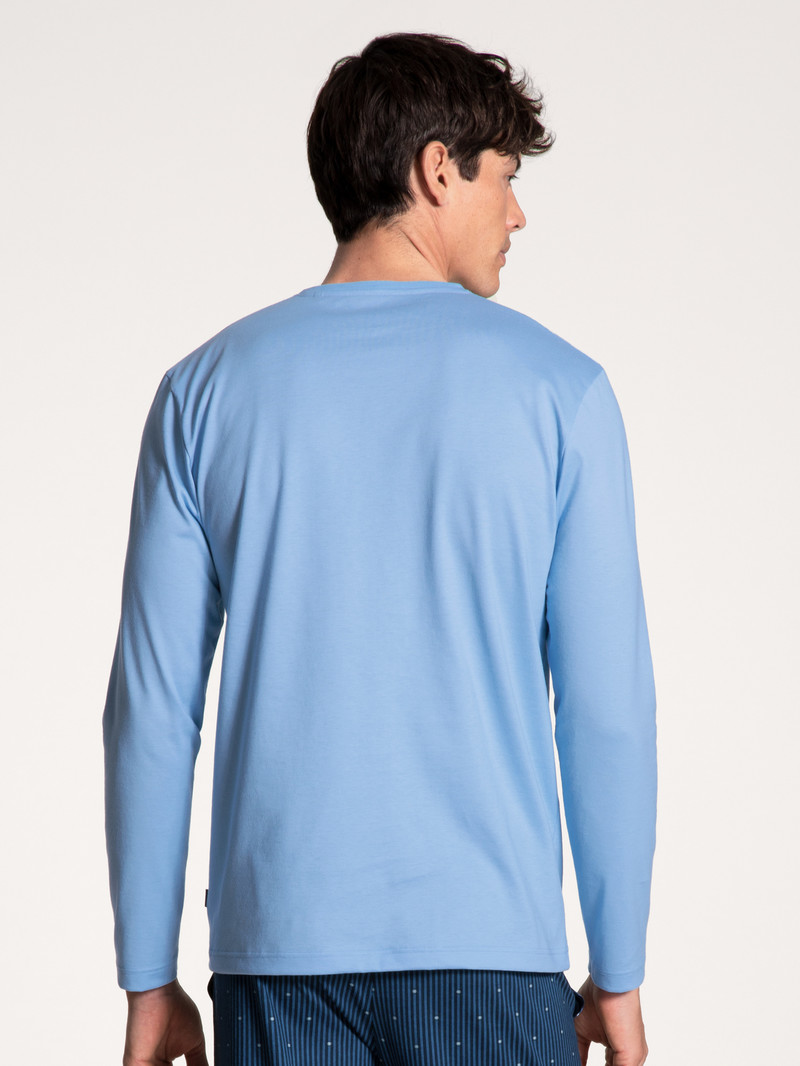 Calida Remix Basic Sleep Shirt Long Sleeve Loungewear Herren Blau | 52637-WKAC