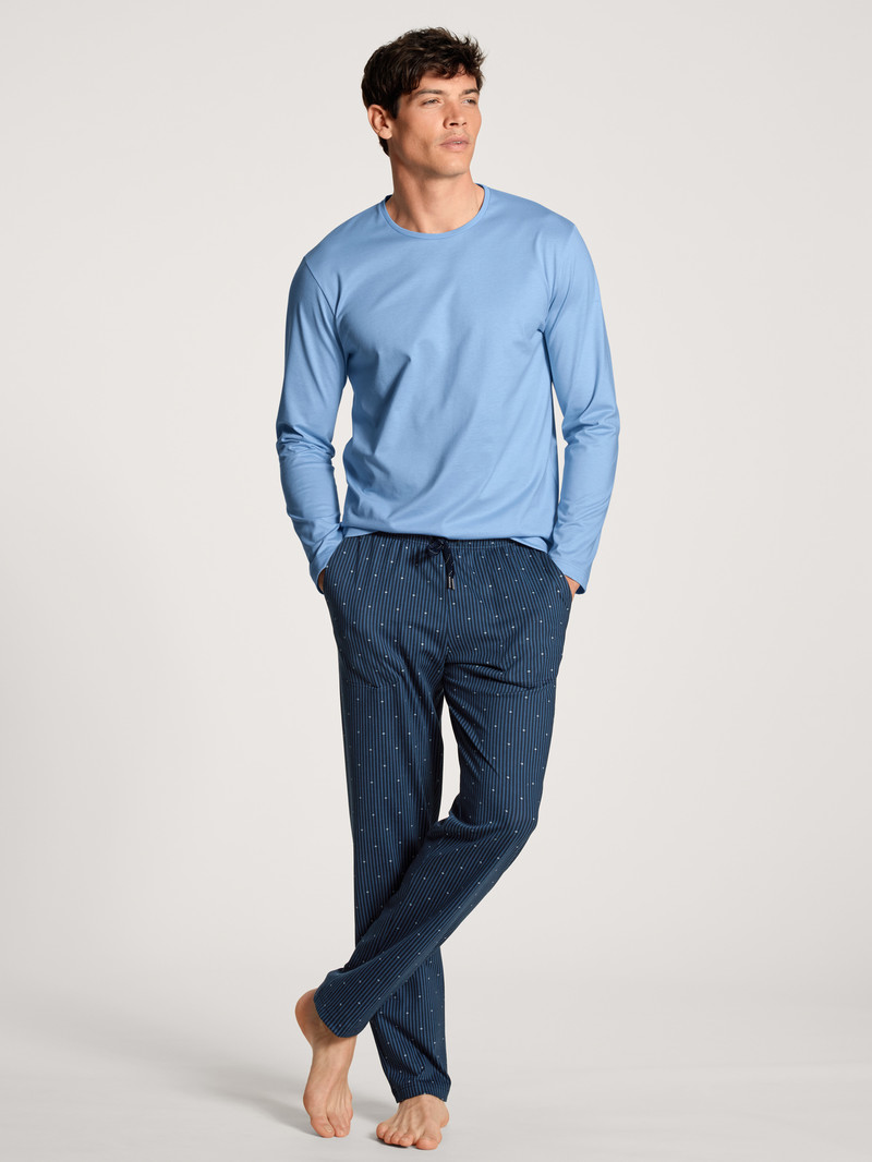 Calida Remix Basic Sleep Shirt Long Sleeve Loungewear Herren Blau | 52637-WKAC