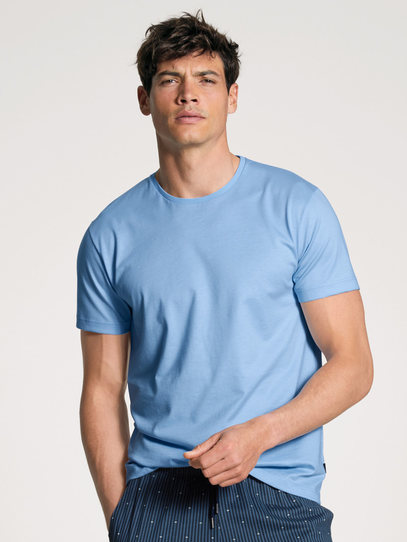 Calida Remix Basic Sleep T-shirt Nachtwäsche Herren Blau | 98613-XTGV