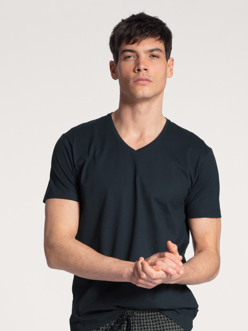 Calida Remix Basic Sleep V-shirt Nachtwäsche Herren Dunkel | 05921-BZFY