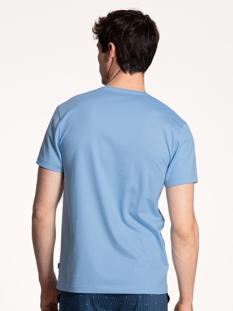 Calida Remix Basic Sleep V-shirt Nachtwäsche Herren Blau | 83196-BADM