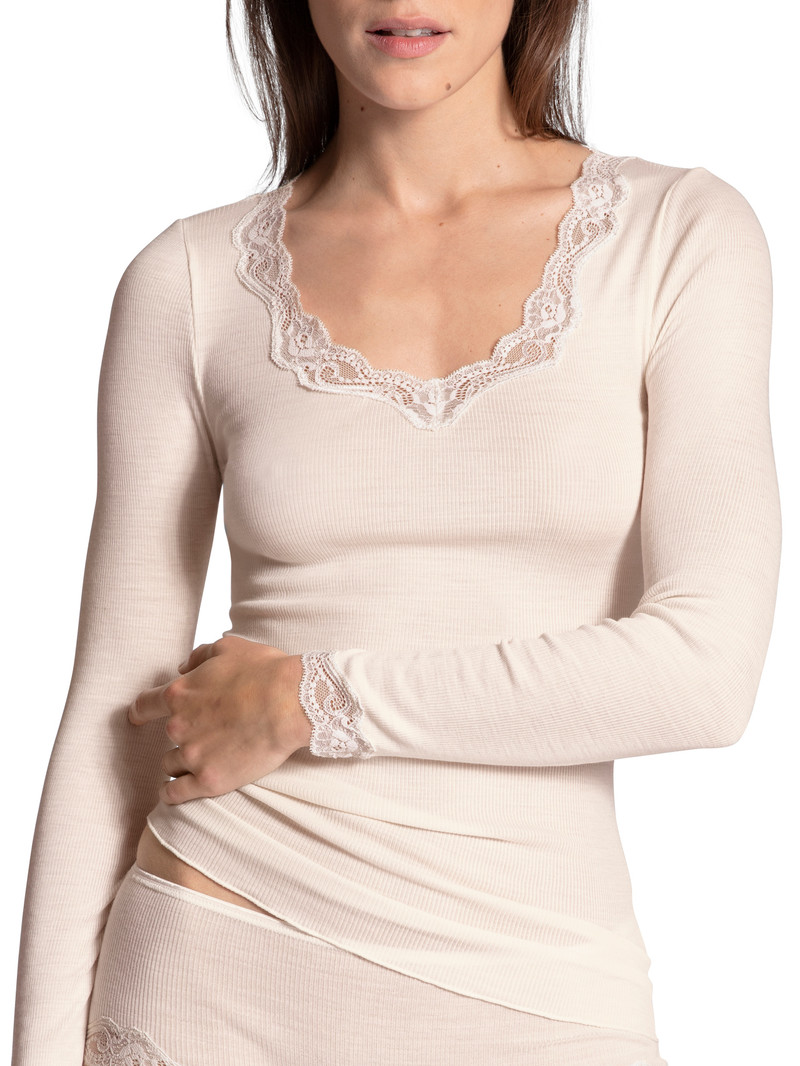 Calida Richesse Lace Shirt Long Sleeve Unterwäsche Damen Hell | 64015-WUPL