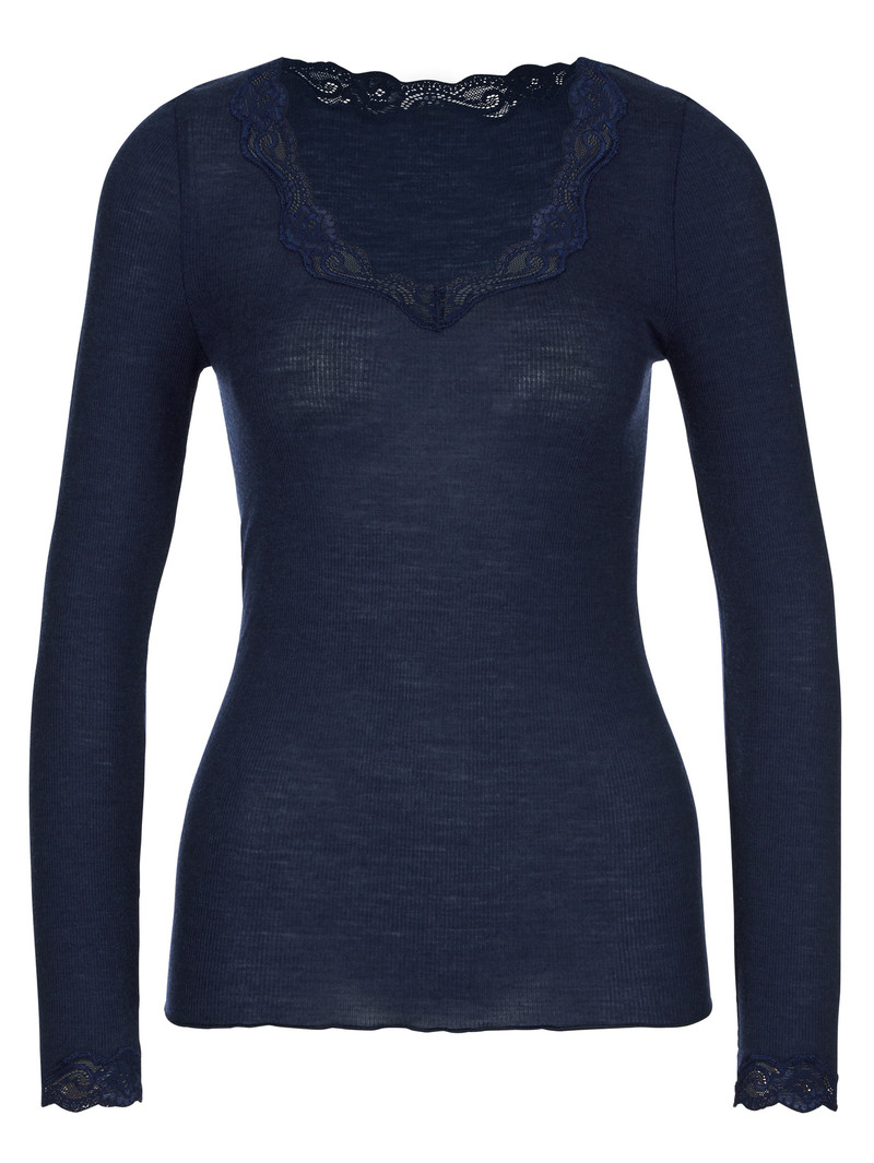 Calida Richesse Lace Shirt Long Sleeve Unterwäsche Damen Blau | 48651-MGCU