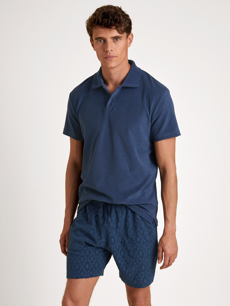 Calida Rmx Lounge Holiday Poloshirt Loungewear Herren Blau | 62948-XOET